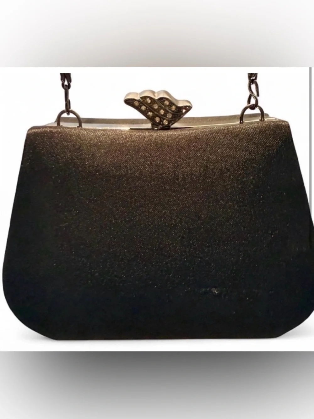 Jessica McClintock Vintage Clutch Shoulder Bag Satin Metal Rhinestone Clasp
